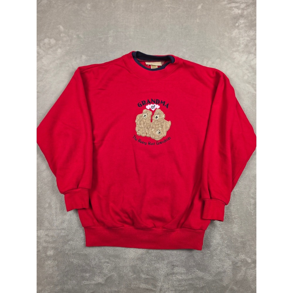 Vintage MC Sportswear Sweatshirt Womens M Red Grandma Beary Best Grandkids